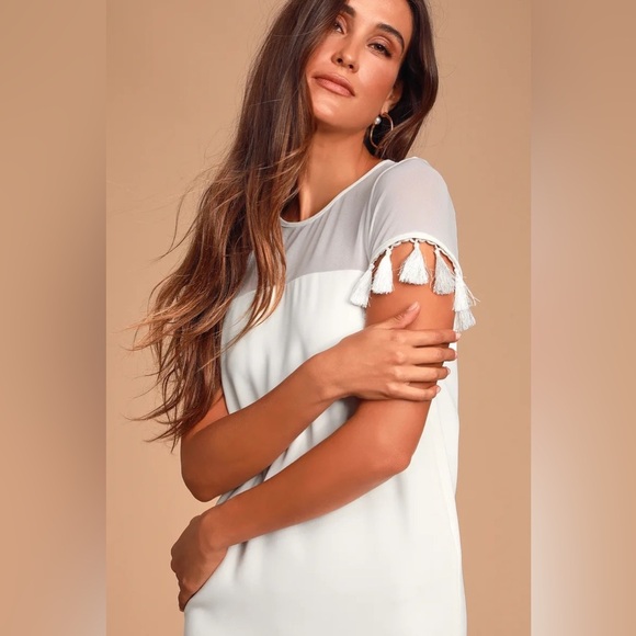 NWT Lulu’s Iced latte white shift dress SZ MED - Picture 7 of 9